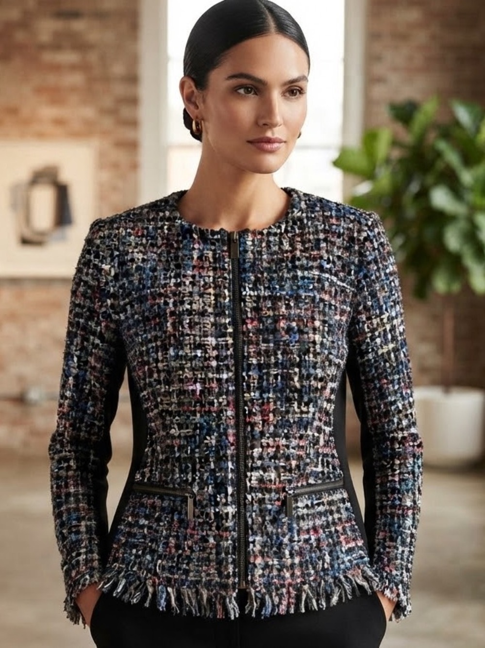 Ted Baker textured bouclé Multicolor Tweed Jacket size XS
